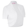 Belle Poque Mulheres Manga Curta Lados Plissados ​​Algodão Branco Bridal Shrug Bolero Jacket BP000215-2